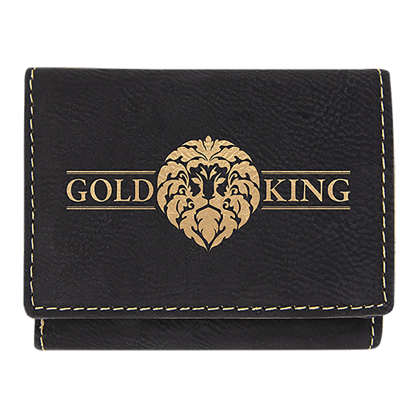 3 x 4 Black & Gold Leatherette Trifold Wallet