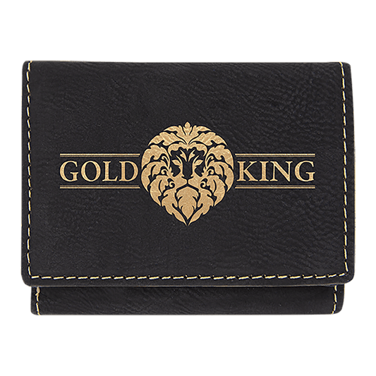 3 x 4 Black & Gold Leatherette Trifold Wallet