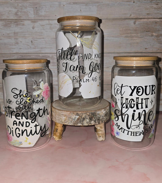 Elegant Bible Scripture Tumbler with Bamboo Lid, Straw & Cleaning Brush