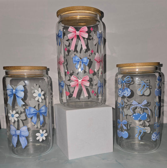 Elegant Bows Tumbler with Bamboo Lid, Straw & Cleaning Brush