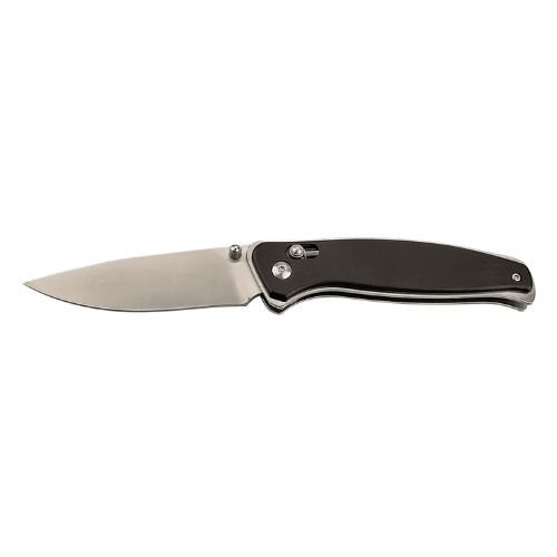 Bison River 4 1/2" Black Button Lock Folding Knife with Clip Pocket Knife