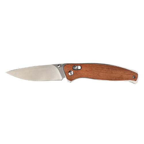 Bison River 4 1/2" Wood Button Lock Folding Knife with Clip Pocket Knife
