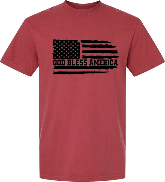 God Bless America Flag short sleeve tee