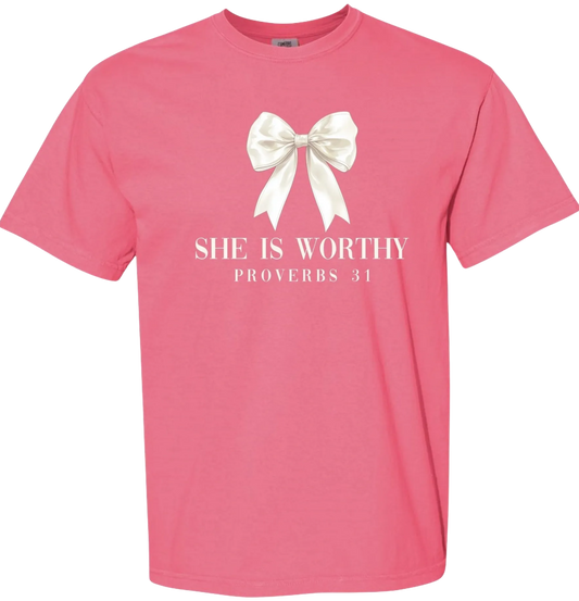 She is Worthy Bow short sleeve tee